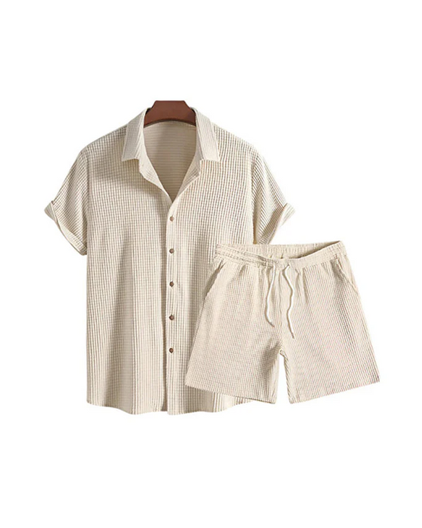 Sommer-Set aus Baumwollstruktur Eleganter Komfort in Naturton
