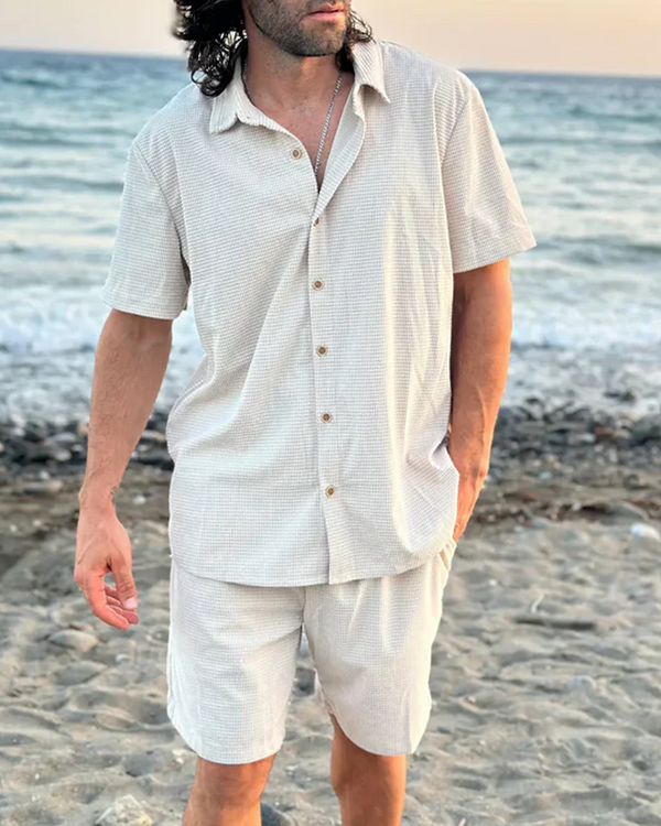 Sommer-Set aus Baumwollstruktur Eleganter Komfort in Naturton